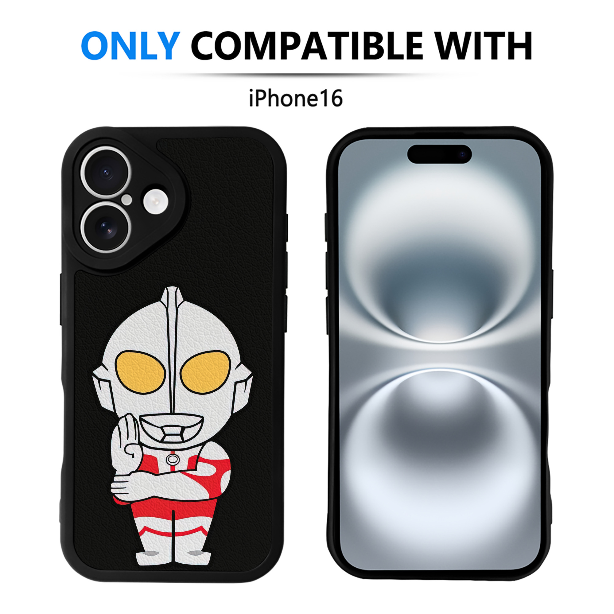（画像用） ウルトラマン Ultraman 【iPhone 16シリーズ対応】シリコンスマホケース（レザー調） 材質：シリコン